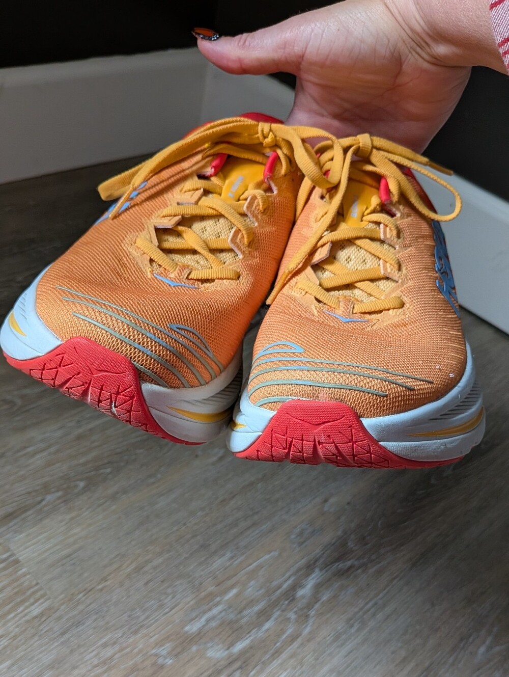 Hoka One One Bondi X Size 10 Fiesta Amber Yellow Athletic Running Shoe - Picture 5 of 11